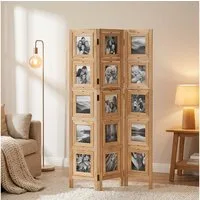 Homestyle4u Paravent Raumteiler Holz Trennwand Fotowand Indoor Sichtschutz faltbar Fotos (3-teilig), Natur, Einzelelemente 360 Grad drehbar