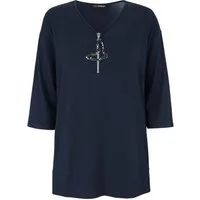 Doris Streich T-Shirt mit dekorativem Reißverschluss-Anhänger