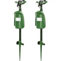ISOTRONIC Wasserstrahl-Tiervertreiber Wasserstrahl Tiervertreiber, Bewegungssensor, 10m Reichweite, Solar, 2-tlg., 1er/2er-Set, Tierfreundliche Wasserstrahl-Abwehr 120° Sensor & 10m Sprühreichweite