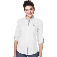 Moschen-Bayern Trachtenbluse Trachtenbluse Damen Bluse Damenbluse 3/4 Arm Hirsch Weiß-Blau Klassische Bluse, Damenbluse, Trachtenbluse, Stickerei, Bluse, Jeansbluse