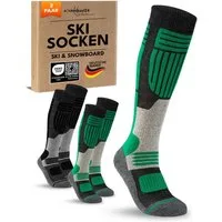 sockenkauf24 Skisocken Merino Herren 2 Paar Ski Kniestrümpfe Merinowolle (2-Paar) atmungsaktive Skisocken mit verstärkten Belastungszonen