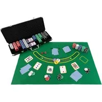 COSTWAY Spiel 500 Chips Pokerkoffer, Pokerset, mit Tuch