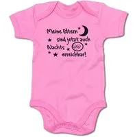 G-graphics Kurzarmbody Meine Eltern sind jetzt auch nachts erreichbar! Baby Body mit Spruch / Motiv / Aufdruck • zur Geburt / Babyparty