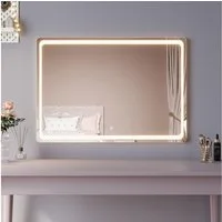 SONNI Schminkspiegel LED Schminkspiegel 100x70cm, 3 Farben dimmbar mit Steckdose & Touch