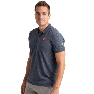Herren Poloshirt mit kurzen Ärmeln aus Melange-Baumwolle mit Stickerei PRI2643