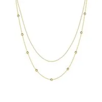 Hey Happiness Edelstahlkette Layer Collier Kugeln, wasserfest, Elegante Zweireihige Damen Halskette, 18K vergoldet