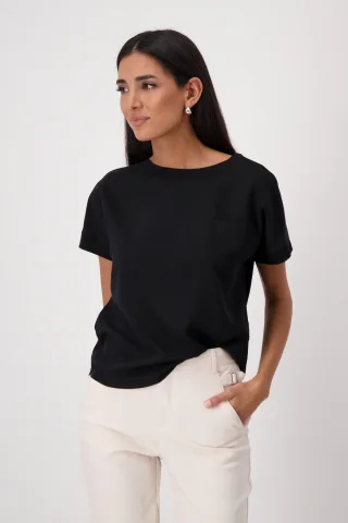 monari - Blusenshirt mit Brusttasche schwarz - Gr. - 34
