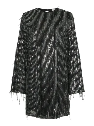 Y.A.S - YASLANTRA LS SEQUIN FRINGE DRESS - SHOW black - Gr. - M