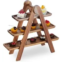 relaxdays Servierplatte 3-stöckige Etagere Holz, Holz