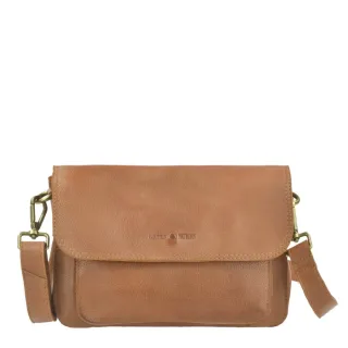 Kleine Damen Umhängetasche mit Überschlag Leder Nougat Braun 26x17cm | Greenburry Kompakte Schultertasche für den perfekt strukturierten Alltag.