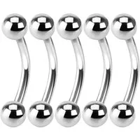 viva-adorno Augenbrauenpiercing-Set Piercing Banane mit Kugeln Chirurgenstahl (Set, 5-tlg), Augenbrauen Tragus Helix Lippe Nase Intim