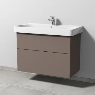 Sanipa 3way Waschtischunterbau zu Geberit Smyle Square Waschtisch mit 2 Auszügen, Taupe-Matt SP6711T