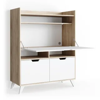 Vicco Sekretär, Sonoma Eiche, Holzwerkstoff, 6 Fächer, Rechteckig, 110x140x45 cm, Arbeitszimmer, Schreibtische, Sekretäre