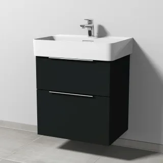 Sanipa 3way Waschtischunterbau zu Laufen VAL Waschtisch mit 2 Auszügen, Vulkan-Matt UP8211V