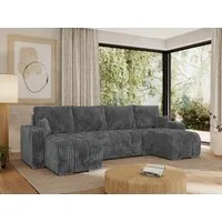 MKS MÖBEL Ecksofa KIRASSO U, Set, Bonellfedern, lose Kissen, Couch U-form, Ecksofa U-Form, Metallbeine, Bettkasten, Schlafsofa