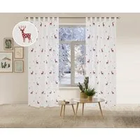OTTO home Gardine Elch (1 St), Schlaufen, transparent, Voile, 1 Schal, Mit Rentieren, Sternen und Schneeflocken bestickt