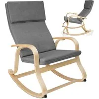 tectake Schaukelstuhl Relaxsessel Roca aus Birkenholz 150kg (Set, 1 St), Geschwungenes Gestell aus massivem Birkenholz