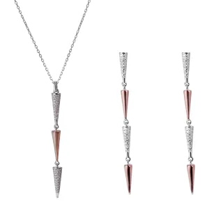 Orphelia 'Aada' Damen-Set aus 925er Sterlingsilber: Halskette + Ohrringe – Silber/Rosé SET-7433