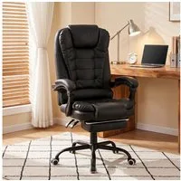 oyajia Bürostuhl Ergonomischer Bürostuhl Massage Chefsessel Drehstuhl Gaming Büro Stuhl (Bürostuhl mit extra Polsterung Home Office Chair im Lederoptik-Design), Chefsessel Drehstuhl, Höhenverstellbar für Zuhause und Arbeit