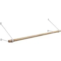 SO-TECH® Wandgarderobe 260 x 250 mm mit Ø 30 mm Kleiderstange aus Holz (Spar-Set, 1 St), Weiß lackiert mit 50 cm Garderobenstange aus Eiche