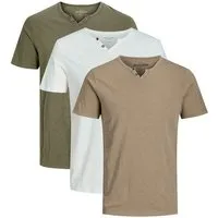 Jack & Jones T-Shirt 3er Pack Split (Spar-Set, 3-tlg) T-Shirt - Baumwolle - Atmungsaktiv - Aus hochwertigem Slub-Gewebe
