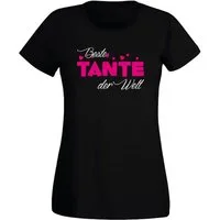 G-graphics T-Shirt Beste Tante der Welt Slim-fit- Damen T-Shirt mit Statement / Spruch als Frontprint