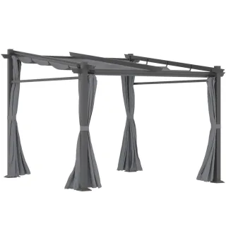 Outsunny Pergola, Dunkelgrau, Metall, 295x230x297 cm, Sonnen- & Sichtschutz, Pavillons & Pergolas, Pergolas