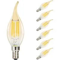 ZMH LED-Leuchtmittel E14 C35L, Kerzenlampe 4W, 6er-Pack, 2700 K warmweiß, E14, 6 St., warmweiß, Filament klar, nicht dimmbar