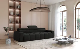 Bigsofa Couchgarnitur DARCY Megasofa in Stoff Salvador Schwarz