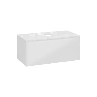 VitrA New Integra Square Waschtischunterschrank (Aufsatzwaschtisch) mit 1 Weiß Hochglanz,80282 80282