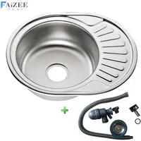 Faizee Möbel Edelstahlspüle Moderne ovale Edelstahlspüle 57x45x16cm (Armatur optional), ohne Armatur