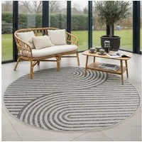 Carpettex Outdoorteppich Boho Flachgewebter Teppich, Rund, Höhe: 5 mm, Outdoor Teppich Wetterfest Modern Design Wohnzimmer Küchen Terrasse