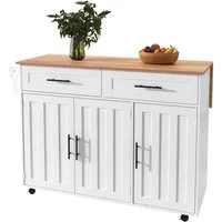 REDOM Sideboard Multifunktionale Kücheninsel (Kücheninsel mit Klapptisch & Stauraum, Schubladen & Rollen, 1 St., 5 Räder, 3 Tür), mit Ausziehbare Arbeitsplatte,Massivholzbeine umschaltbar