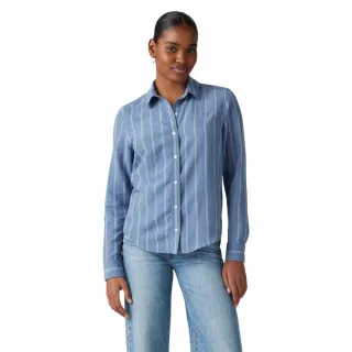 Levis Gestreiftes Langarmhemd mit Kragen für Damen in normaler Passform (Blau)