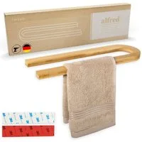 HENNEZ Handtuchhalter Handtuchstange ohne Bohren - Handtuchhalter Wand, Handtuchhalter Bad aus Bambus
