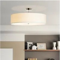Lightbox Deckenleuchte, ohne Leuchtmittel, moderne Deckenlampe, mit schlichtem Stoffschirm, Metall/Textil Ø60cm