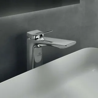 Ideal Standard Conca Waschtischarmatur BC758AA mit verlängertem Sockel, ohne Ablaufgarnitur, Ausladung 150mm, verchromt