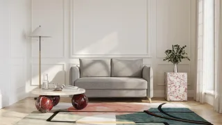 BRUNO Schlafsofa 140cm in Taupe Grau-Beige | Pillow | stabiles Massivholz & Boxspringkomfort
