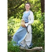 Battle Merchant Burgfräulein-Kostüm Ärmelloses Überkleid / Trägerkleid blaugrau/natur "Jarle" L
