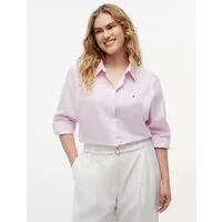 Tommy Hilfiger Curve Hemdbluse CRV ESS POPLIN REGULAR SHIRT in Großen Größen, Popeline Qualität, Logostickerei