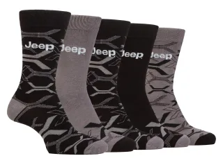 Herren Bambus Kleid Socken | Jeep | 5 Pack atmungsaktiv Freizeit Socken für jeden Tag tragen - Schwarz / Charcoal