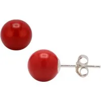 Schmuck Krone Paar Ohrstecker Ohrstecker aus Koralle & 925er Silber, Silber 925