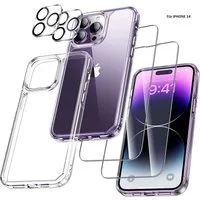 MORRENT Handyhülle case für Iphone 14 Schutzfolie + 2x Panzerglass +2 Kameraschutz 15,40, Antigelb, Echtglas,kameraschutz,360 SCHUTZ