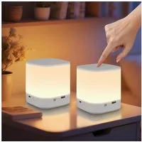 Nettlife LED Nachttischlampe Touch Dimmbar Akku 3600mAH USB Aufladbar Weiß Kabellos, Dimmbar, LED fest integriert, mit 3 Farbtemperaturen&Timing Funktion Nachtlicht