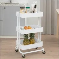 Koopman Küchenwagen Rollwagen Aufbewahrung Metall 76x46x33 cm Bausatz Montage Weiss, (Stück, 1 St., Packung), Weiß, 76x46x33cm, Metall, 3 Ebenen, mit Rollen