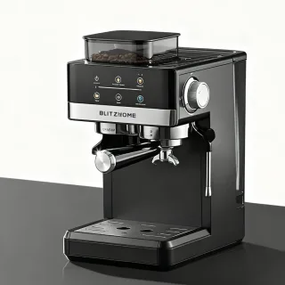 [EU Direct] BlitzHome® CM5520 Semi-Automatic Espresso Coffee Machine H20 20Bar 1350W with Built-in Grinder Large Touchsc