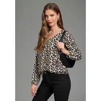 DELMAO Schlupfbluse femininer Stil, Langarm, aus Viskose, mit V-Ausschnitt