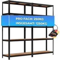 ALL Schwerlastregal 180x90x40 cm, 2er-Set, 2500kg Traglast ideal für Lager & Keller