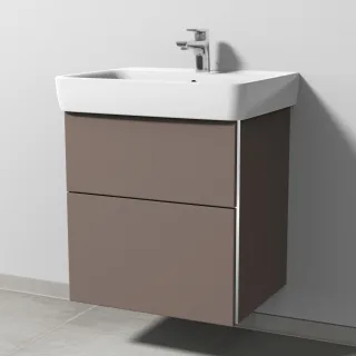 Sanipa 3way Waschtischunterbau zu Geberit Renova Plan Waschtisch mit 2 Auszügen, Taupe-Matt BP8751T