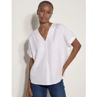 Apricot Blusenshirt Plissierte Bluse mit V-Ausschnitt